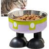Generic Ciotola per gatti a vita alta, stazione di alimentazione rialzata inclinata, ciotola antiscivolo per cibo e acqua per gatti, design , PP e acciaio inossidabile, gatti da interno, 14 x 10,5 cm