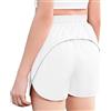 Arshiner Pantaloncini Sportivi per Ragazze 2 in 1 Pantaloncini da Allenamento per Bambini Pantaloncini da Cheerleading con Fodera e Tasche con Cerniera Bianco 160