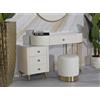 Dmora Pouf Uruguay, Poltrona Multiuso, Scendiletto, Pouf poggiapiedi, 36x36 h39 cm, Bianco e Oro