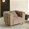 Dmora - Poltrona Branco, Seduta imbottita, Divano singolo da salotto, Sedia con braccioli, 81 x 97 h71 cm, Grigio e Oro