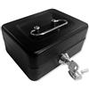 Ltstor Piccolo Cassa con sSerratura a Chiave, Salvadanaio Portatile in Metallo con Doppio Strato e 2 Chiavi per Sicurezza 15 * 12.5 * 7.6 cm (Nero, L)