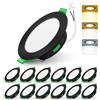 ALUSSO LIGHTING Faretti LED da Incasso per Cartongesso,4W 310LM 230V Luci da Soffitto Interno,Foro Incasso Ø55-68mm,3CCT 3000K 4000K 6500K Faretto led incasso IP44 per Cucina,Bagno,Set di 12,Nero