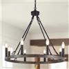 WTUOING Lampadario Rustico Nero, 8 Luci Lampadario a Ruota di Carro, Lampada Sospensione Industrial Lampadari Rustici per Soggiorno Cucina Corridoio Sala da Pranzo Camera da Letto, Altezza Regolabile