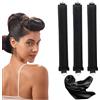 SHUOHONG 3 Pezzi Bigodino Lungo per Boccoli, Senza Calore Bigodini per Boccoli, Fascia Bigodino Capelli, Morbido Diy Bigodino Fascia Capelli in Seta, Duraturo Bigodini Morbidi per Dormire (Nero)