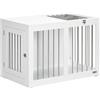 PawHut Casetta per Cani Taglia Media con 2 Porte Bloccabili, Gabbia in Acciaio e MDF, 80x50x56.5 cm, Bianco