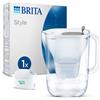 Brita Caraffa filtrante per acqua Style Grey (2.4L) incl. 1 x filtro MAXTRA PRO All-in-1 caraffa adatta al frigorifero con LED-LTI intelligente & co