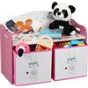 Relaxdays Scaffale Porta Giochi, 2 Box in Tessuto, Organizer per la Cameretta, HxLxP: 49 x 62,5 x 30 cm, Multicolore