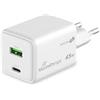 MediaRange Caricabatterie media 43W 2-Port 1x USB-A/1x USB-C GaN, bianco | Tecnologia GaN, USB-C Power Delivery, Quick Charge, certificato GS
