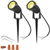 Ygapuzi 5W LED Paesaggio Luci 12V Faretti a Bassa Tensione Pareti Decorative Alberi Bandiere Illuminazione per Esterni per Vialetto, Cortile, Prato, Patio, Piscina, Giardino, 2 Pacchi (Bianco Caldo)
