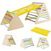 RELAX4LIFE Triangolo da Arrampicata con Scivolo per Bambini, 2 Scale e 1 Rampa per Arrampicarsi in Legno, Giochi Montessori, Parco Divertimenti per Bimbi 1+ Anni (Colorato)