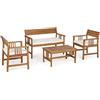 KONTE.DESIGN Set Salotto NOEMI in Legno d'Acacia con Cuscini