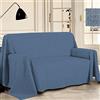 PENSIERI DELICATI Telo Copridivano 180 x 290 cm Made in Italy, Telo Copritutto 100% Cotone Puro Riciclato Tinto in Filo, Tinta Unita Blu, Ideale Come Telo Arredo, Salva Divano, Coperta Picnic