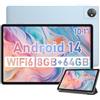 Blackview Tablet 10 pollici Android 14, 8GB+64 GB di memoria interno, supporto TF fino a 1 TB, WiFi 6, Tablet PC con display HD+,Processore a quad-core,Gemini,Fonte audio 3.5 mm/GMS/Widevine L1