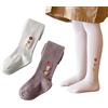 Snegyu 2 Pezzi Carino Collant Bambina Calzamaglia di Cotone Caldi per Ragazze Leggings per Bambina Ricamo Floreale a Motivo Calze Collant Ragazza