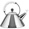 Alessi 9093 W Bollitore di Design con Manico e Fischietto a Forma di Uccellino, Acciaio Inox, Bianco
