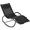 Outsunny Sedia Sdraio a Dondolo Zero-Gravity da Esterno Impermeabile con Poggiatesta, 155x61x88 cm, Nero|Aosom