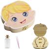 DHWEKU porta dentini da latte,scatolina porta dentini,Scatola dei denti in legno per bambini,scatola dei denti per bambini e ragazze,scatola porta dentini da latte,Con barattolo di vetro e pinzette