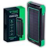 V-TAC Power Bank Solare 10000 mAh con Ricarica Wireless 5W - PowerBank Batteria Esterna con Pannello Solare - Porta USB Type-C USB-A Micro USB - Compatibile iPhone, iPad, Samsung, Xiaomi - Nero