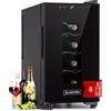 KLARSTEIN Cantinetta Vino, Cantinetta Vino Refrigerata a Zona Singola per Interno/Esterni, Frigo Bar, Cantina Vino con Vetrina, Mini Bar con Protezione UV, Frigo Vino Touch, 11-18°C, 8 Bottiglie