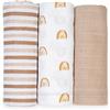 Lulujo Set 3 Swaddle Lulujo Baby 100% Mussola di Cotone Arcobaleno