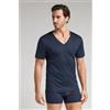 Intimissimi T-shirt Scollo V In Cotone Mercerizzato Filo Premium Blu