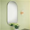 Navaris Specchio Ovale da Parete - Specchio da Parete con Cornice Argentata Antiruggine - Specchio Argento Ingresso Moderno Bagno - 75 x 38 x 3 cm