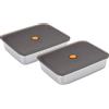 Navaris Set 2x Contenitori per Alimenti in Acciaio Inox con Coperchio - Vaschette per Marinatura Impanatura - Schiscette Porta Pranzo Pasta Insalata