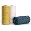 Navaris Set 3X Corda Macrame Verde Acqua Senape Bianco - Rocchetto Filo macramè 3mm Lungo 100m - Spago Decorazioni Pensili 100% Cotone Naturale