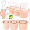 HOTUT Ice Cube Tray for Stanley Cup, Vassoio per Cubetti di Ghiaccio a 3 Cilindri Cavi, Stampi Ghiaccio per Stanley in Silicone con Coperchio, per Cocktail, Whisky, Succhi di Frutta - Rosa