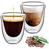 AOOTE Tazza caffè Doppio Vetro Borosilicato, 2 Bicchieri Espresso Doppia Parete 220 ml, Tazze di Vetro per Latte Macchiato, Bicchiere Caffè Vetro per Tè, Latte, Cappuccino, Espresso, Succo