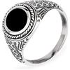 NKlaus anello con pietre preziose 64mm anello da uomo Viking 925 argento onice nero autentico solitario vintage anello da dito 14208