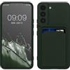 kwmobile Custodia Compatibile con Samsung Galaxy S22 Cover - Back Case Cellulare con Slot Porta Carte - Morbida in Silicone TPU verde scuro