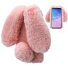 LCHDA Protettiva Cover per Samsung Galaxy A40 TPU Morbido Peluche Artificiale Coniglietto con Orecchie Coda Soffici Villi Pelliccia Peloso Carino Palla Inverno Custodia per Samsung Galaxy A40-Rosa