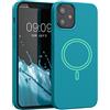 kwmobile Custodia Magnetica Compatibile con Apple iPhone 12 mini - Compatibile con MagSafe - Cover Silicone TPU Magnete - petrolio matt