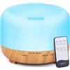 MU LIN Mulin Diffusore di Olio Essenziali Oli Profumati e Aromi, umidificatore, RGB 7 Disitinti Colori Luminose, 500ml con Timer Regolabile con Telecomando, Ultrasuoni e Silenzioso, soggiorno, yoga