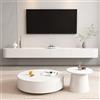 LIUJHGH Mobile TV Sospeso in Legno Massello, Mobile TV da Parete con Mensole Sospese, Moderna Console Multimediale con Ampio Spazio di Archiviazione e Porta(bianca,140cm)