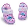 Disney Lilo & Stitch Zoccoli Ragazze | Slip-On in Gomma per Bambini con Ciondolo Carattere Cucito in Viola | Sandalo Foderato in Pelliccia per Bambini con Cinturino sul Tallone e Stampa Floreale