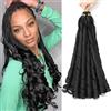 CAZSYSDD French Curly Braiding Hair for Box Braids 22 inch Loose Wave Braiding Hair Pre Stretched Bouncy Braiding Crochet Spiral Curl Synthetic Extensions for Women (1B#, 22 Inch)