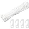 Duronge 15M Corda Bandiera Bianca, Corda per Bandiera in Nylon, Corda della Bandiera della Corda Nylon, con 4 Pezzi Flag Pole Clip, per Pennoni, Campeggio, Stendibiancheria, Vela