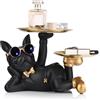 oliruim Statua per cani maggiordomo con vassoio, statua di bulldog francese, per la casa, decorazione da tavolo, soggiorno, tavolo da ingresso, decorazione per la casa (Nero)