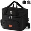 BalladHome 23L Borsa Termica Porta Pranzo Borsa Termica Borsa Porta Pranzo Riutilizzabile Borse per il pranzo Portatile Lunch Bag per Campeggio/Ufficio/Scuola (Nero)