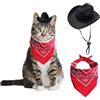 AWOCAN Cappello da cowboy per cani, gatti, mini cappello da cowboy per cani, gatti, animali domestici, costume da cowboy con bandana, sciarpa, vacanza, Halloween, decorazione per feste di animali