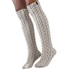 MKIUHNJ Calze al ginocchio, da donna, a maglia, alla coscia, con motivo a treccia, per donna, extra lunghe, invernali, sopra le ginocchia, calze sportive da uomo, bianco, Taglia unica