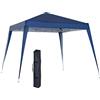 Outsunny Gazebo Pieghevole da Giardino 2.4x2.4m, Gazebo Pop Up con Struttura in Acciaio, Corde Antivento e Sacca di Trasporto, Blu