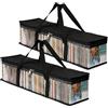 Amexo Borse Porta Portatile per CD Sacchetti di Grande capacità per Dvd Custodia in PVC Trasparente con Manici per CD Album Videogiochi Libri (2)
