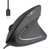 Perixx PERIMICE-513C Mouse Verticale Cablate USB-C, 6 Tasti, 1000/1600 DPI, Design per Destrimani, Cavo Tipo C 1,8m, Nero