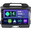 BXLIYER SXAUTO Android 14 IPS Autoradio Per Kia Sportage (2010-2015) - 2G+32G - Senza fili Carplay & Android Auto - GRATUITI Telecamera - DAB Fast-boot Volante Split-Screen WIFI DSP - 2 Din 9 Pollici