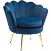 Easycomfort Poltrona Vintage di Design in Velluto Blu, Poltroncina da Camera con Schienale Alto 76x67x74cm