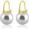 HUGE TOMATO Orecchini pendenti con perle grigie, eleganti orecchini pendenti in argento sterling 925 da 14 mm con chiusura placcata oro 14k per la moda femminile