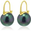 HUGE TOMATO Orecchini pendenti con perle nere e verdi da 14 mm Eleganti orecchini in argento sterling 925 con chiusura placcata oro 14k per la moda femminile